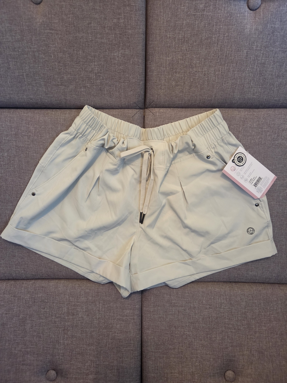 Mondetta Outdoor Project Women's Drawstring Casual Performance Shorts Beige L
